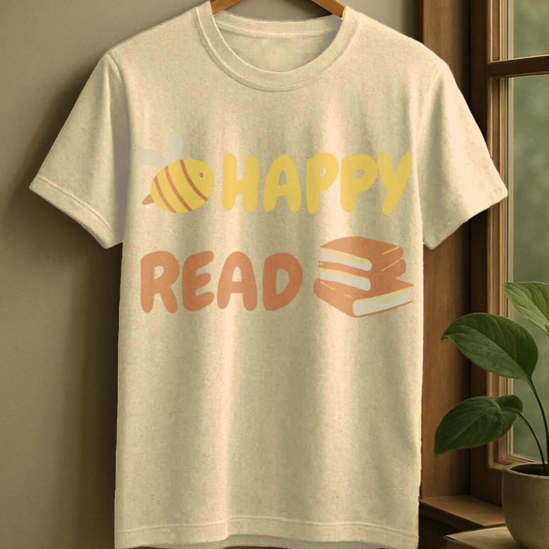Natural / S Happy read t-shirt