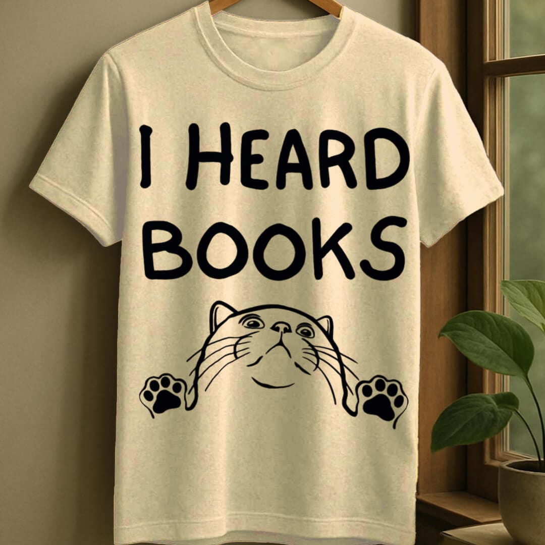 Natural / S I heard books t-shirt