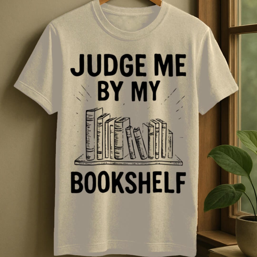 Natural / S Judge me by my bookshelf t-shirt