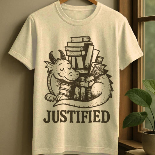 Natural / S Justified book hoarding t-shirt