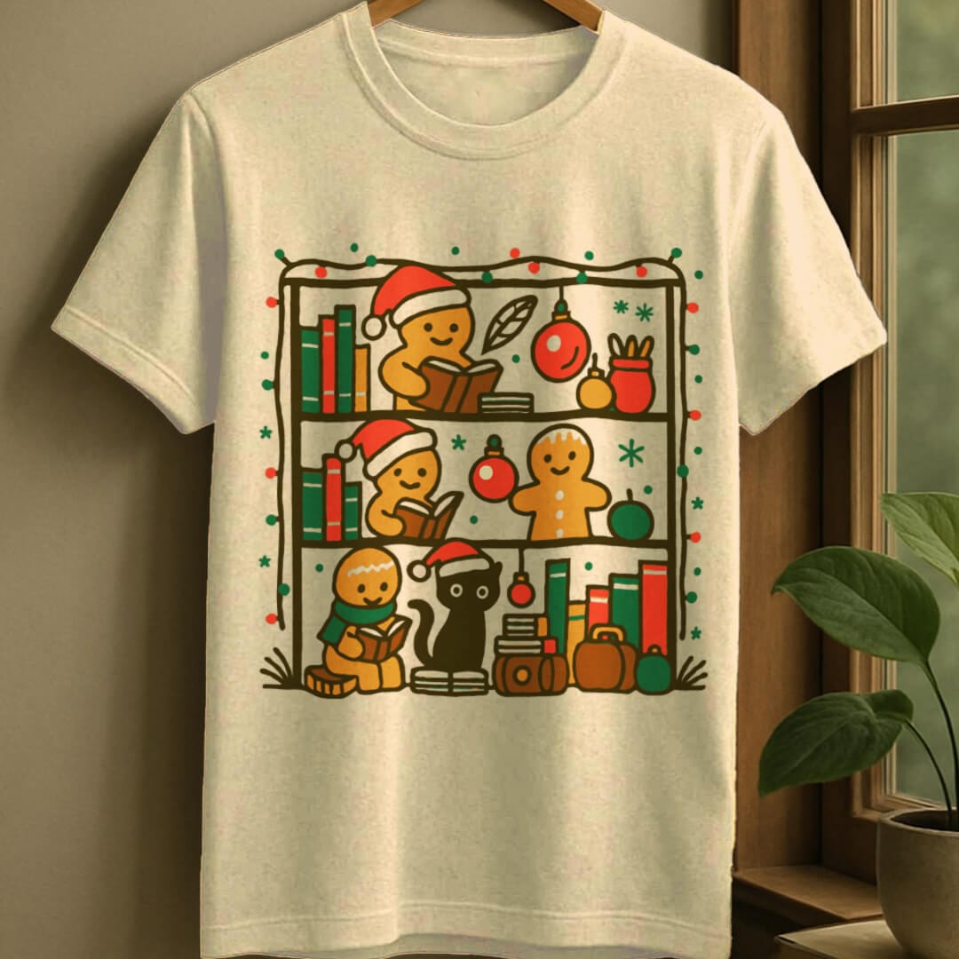 Natural / S Merry bookshelf t-shirt