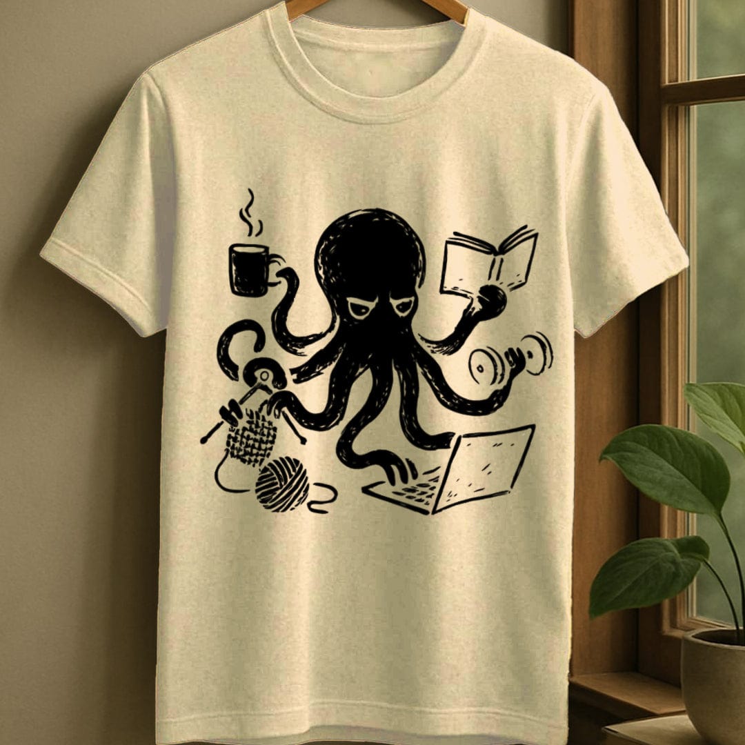 Natural / S Multitasking octopus juggling hobbies t-shirt