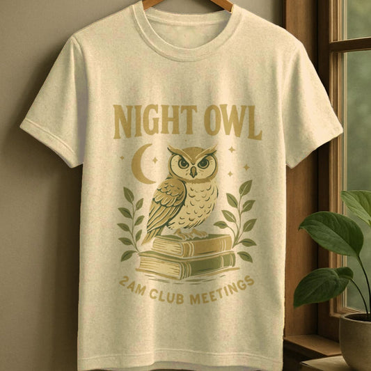 Natural / S Night owl club t-shirt