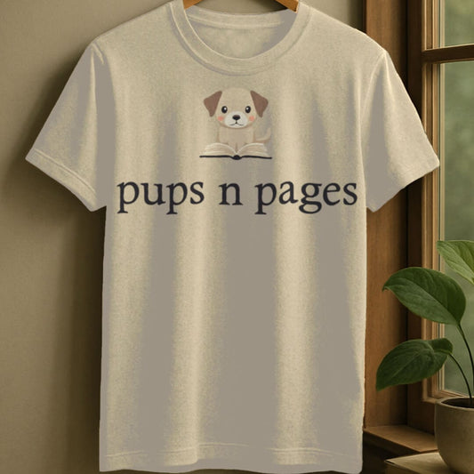 Natural / S Pups and pages t-shirt