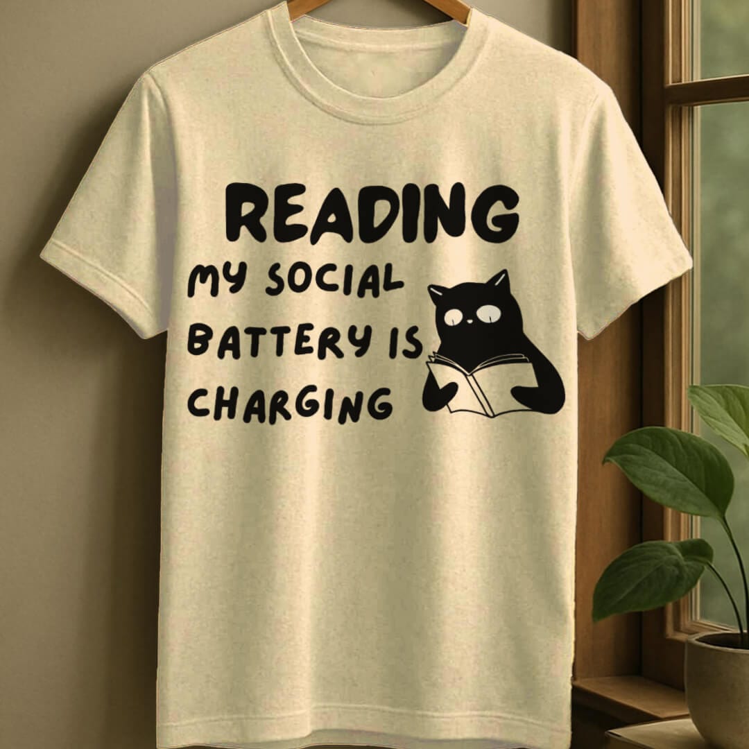 Natural / S Reading to recharge t-shirt