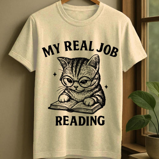 Natural / S Real job is reading t-shirt