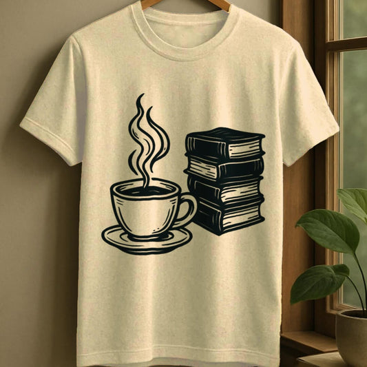 Natural / S Tea and books t-shirt
