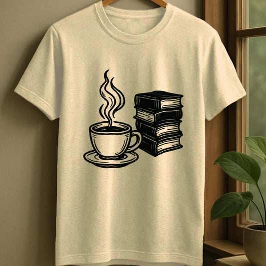Natural / S Tea and books t-shirt