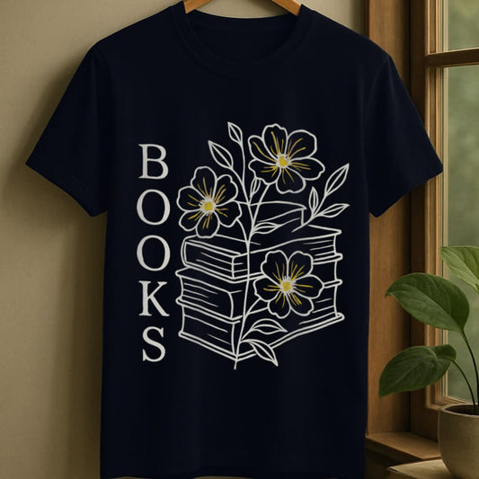 Navy / S Blooming books t-shirt