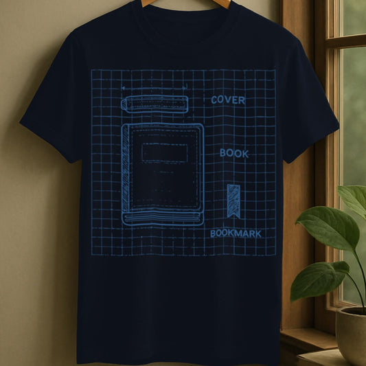 Navy / S Book blueprint t-shirt