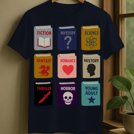 Navy / S Book genre t-shirt