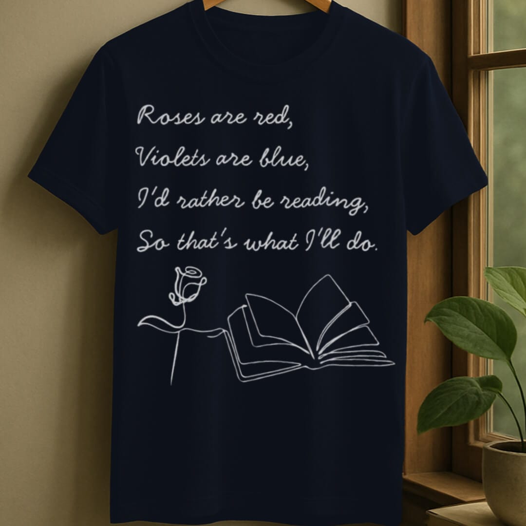 Navy / S Book poem t-shirt