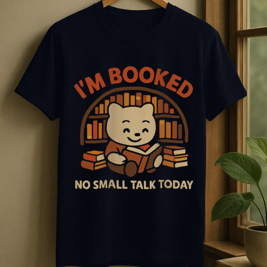 Navy / S Booked no small talk t-shirt