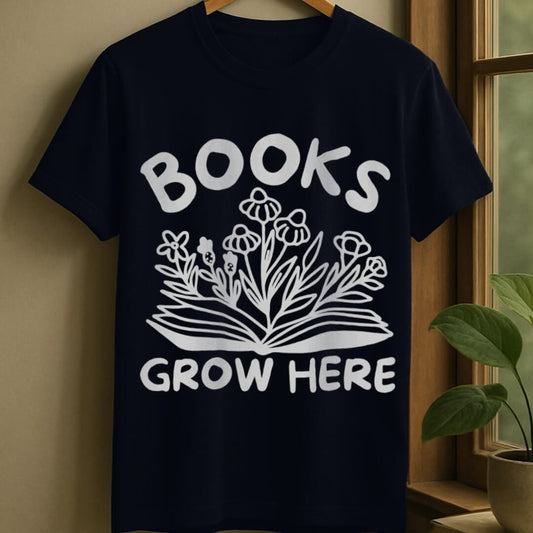 Navy / S Books grow here t-shirt