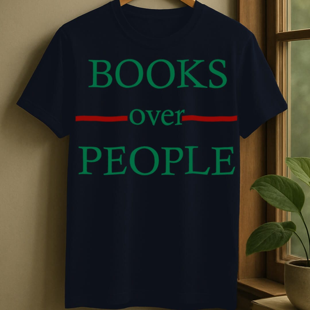 Navy / S Books over people t-shirt