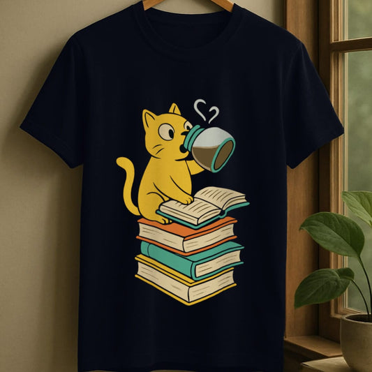 Navy / S Chugging coffee for books t-shirt