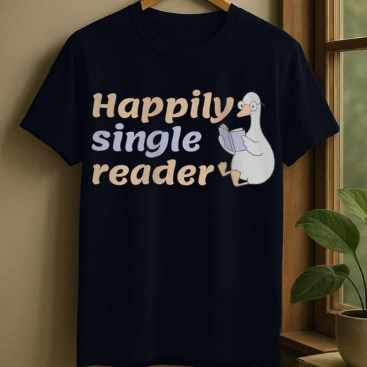 Navy / S Happily single reader t-shirt