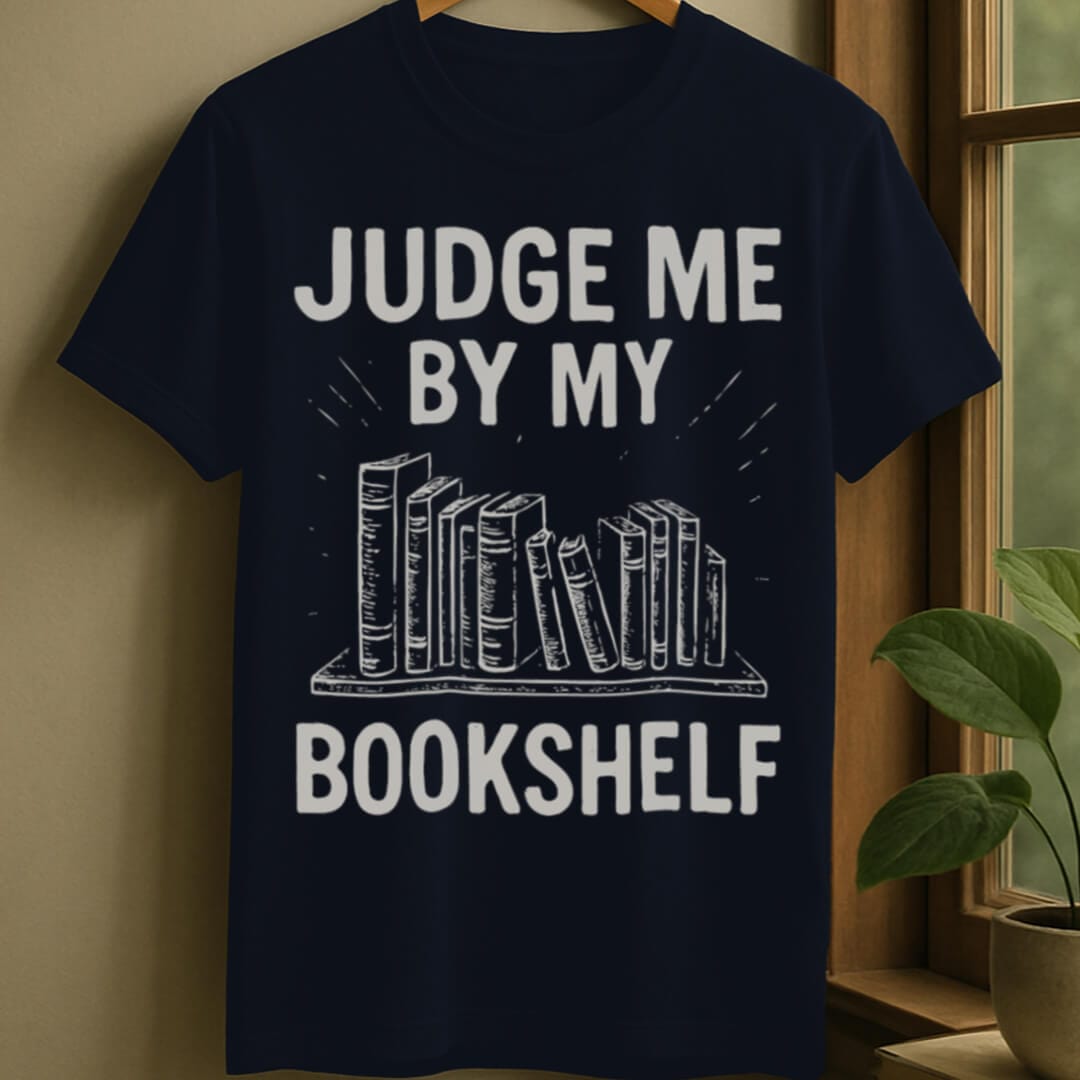 Navy / S Judge me by my bookshelf t-shirt