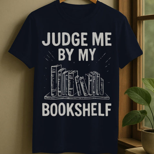 Navy / S Judge me by my bookshelf t-shirt