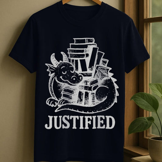 Navy / S Justified book hoarding t-shirt