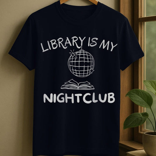 Navy / S Library is nightclub t-shirt