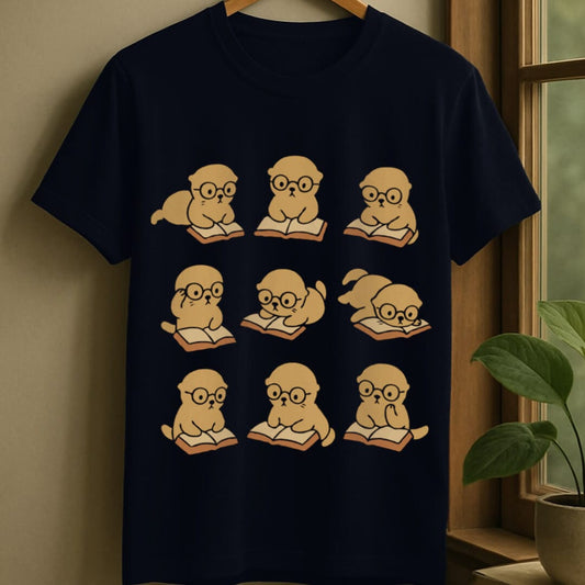 Navy / S Otter reading t-shirt