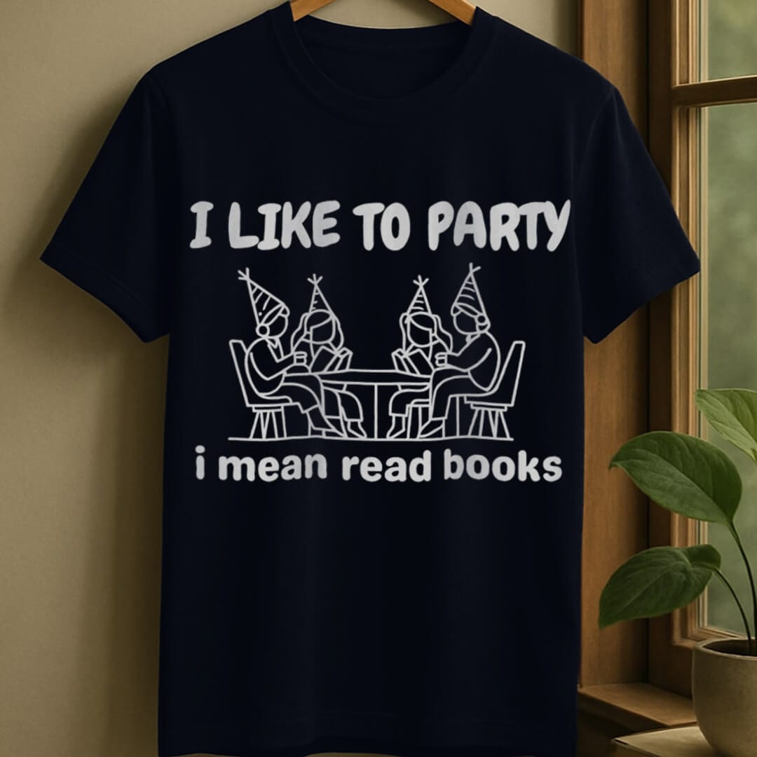 Navy / S Party of booklovers t-shirt