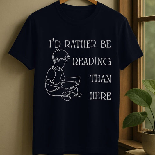 Navy / S Rather be reading t-shirt