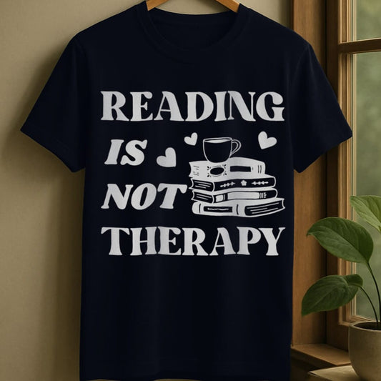 Navy / S Reading isn't therapy t-shirt