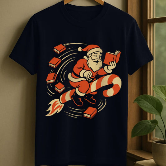 Navy / S Rocket reading santa t-shirt