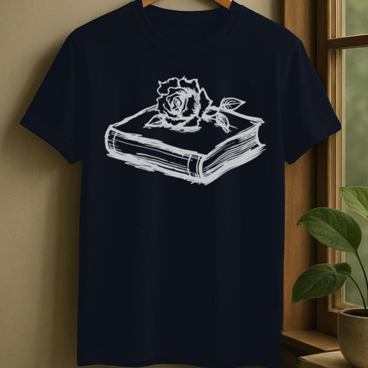 Navy / S Rose and book t-shirt