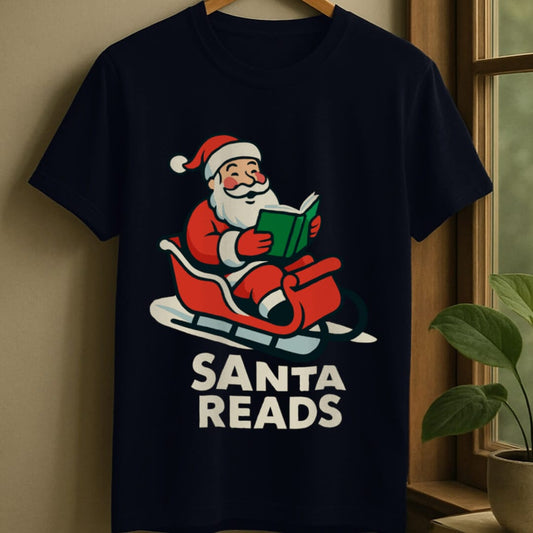 Navy / S Santa reads t-shirt