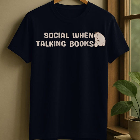 Navy / S Social when books t-shirt