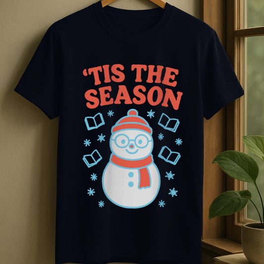 Navy / S Tis snowman season t-shirt