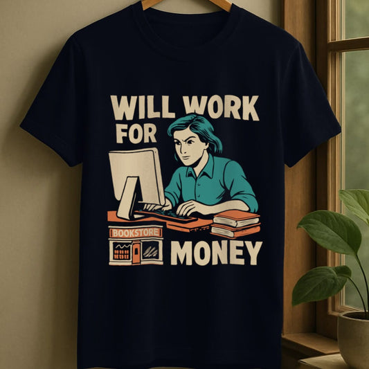 Navy / S Working for books t-shirt