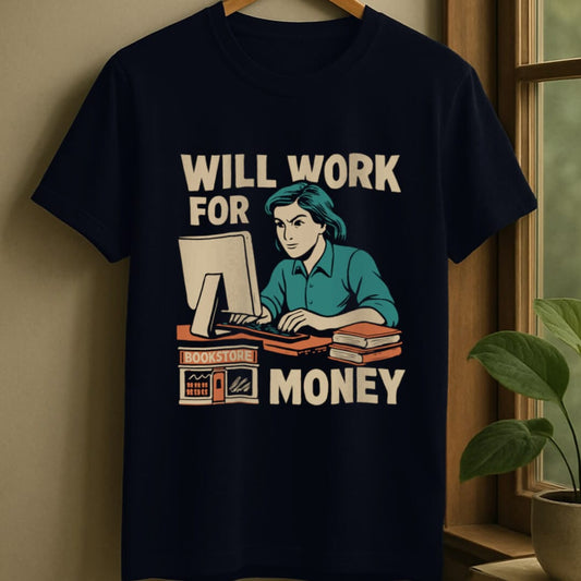 Navy / S Working for books t-shirt