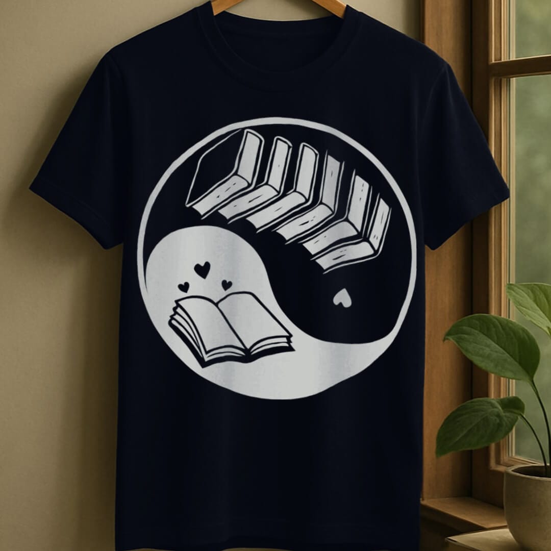 Navy / S Yin and yang books t-shirt