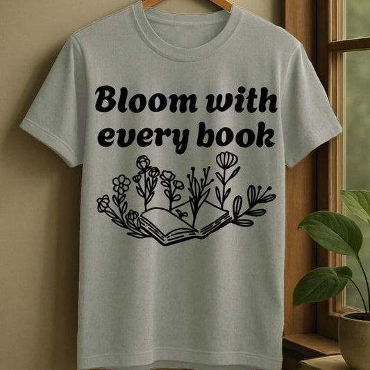 Sport Grey / S Blooming with books t-shirt