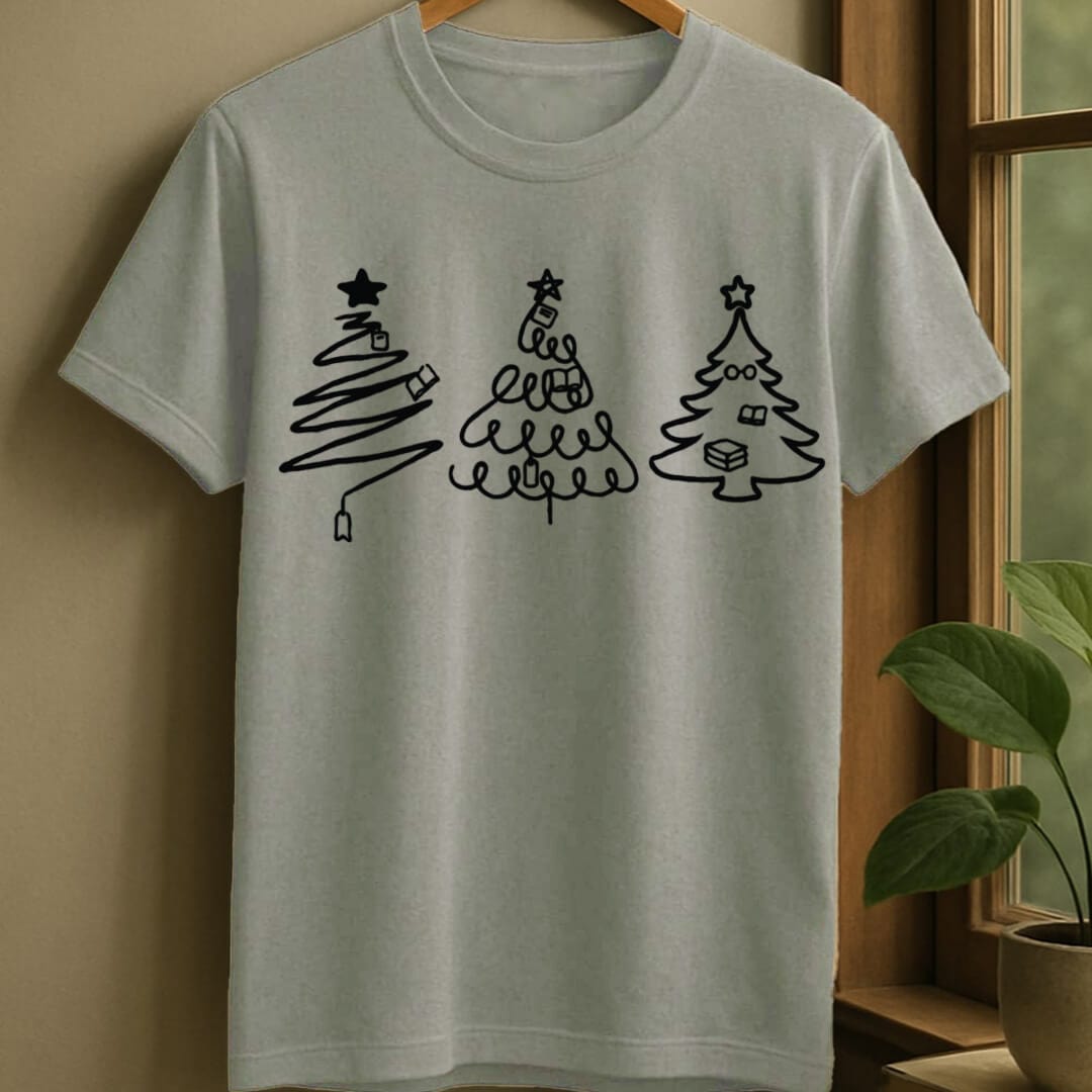 Sport Grey / S Bookish christmas trees t-shirt