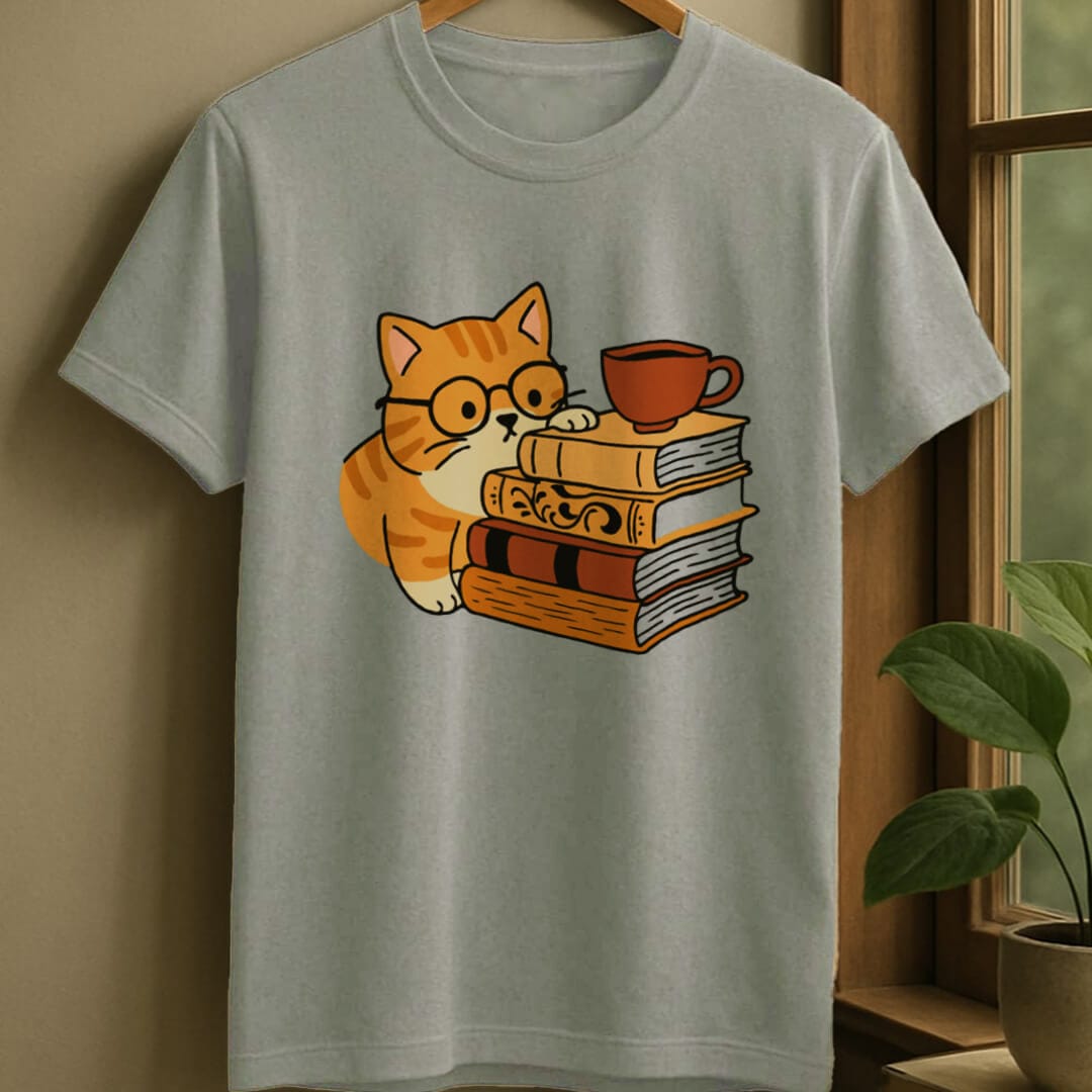 Sport Grey / S Curious cat t-shirt