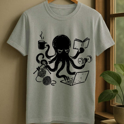 Sport Grey / S Multitasking octopus juggling hobbies t-shirt