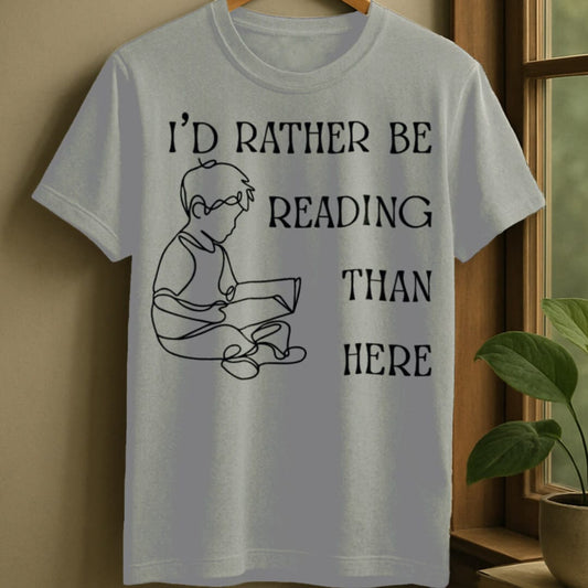 Sport Grey / S Rather be reading t-shirt