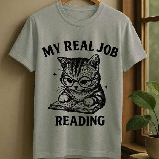Sport Grey / S Real job is reading t-shirt