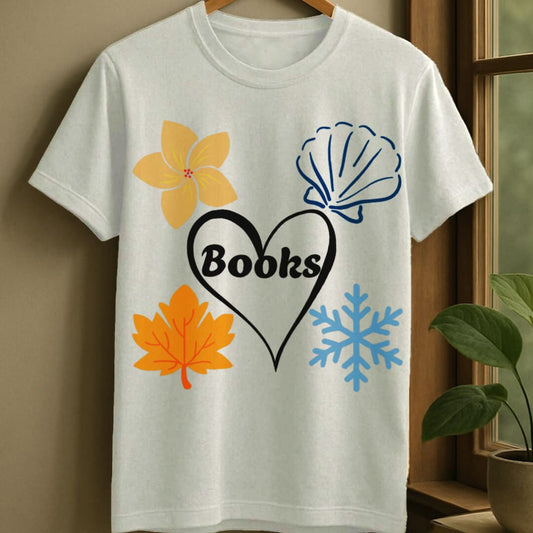 White / S All season books t-shirt