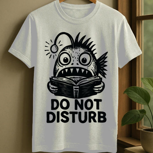 White / S Anglerfish reading t-shirt