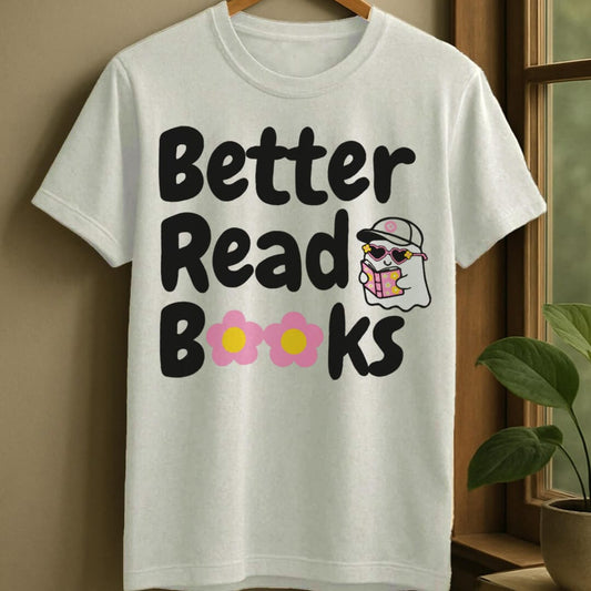 White / S Better read books t-shirt