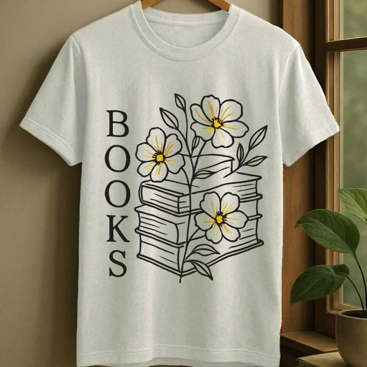 White / S Blooming books t-shirt