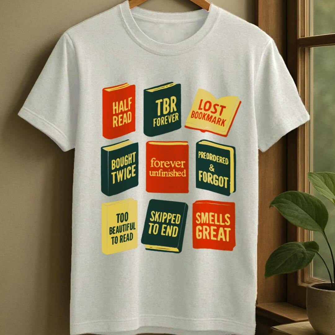 White / S Bookish chaos t-shirt