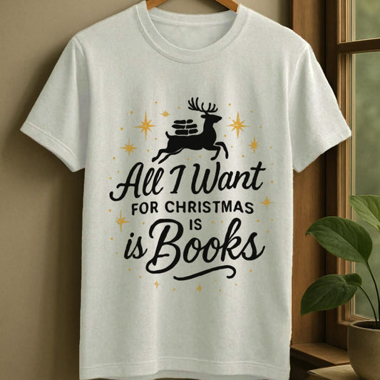 White / S Bookish christmas wish t-shirt