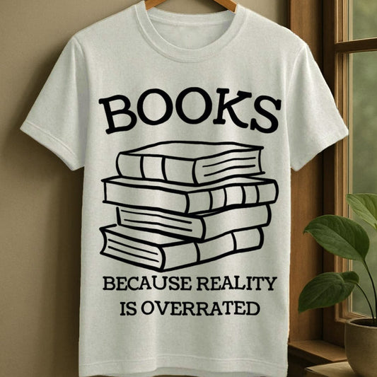 White / S Books over reality t-shirt